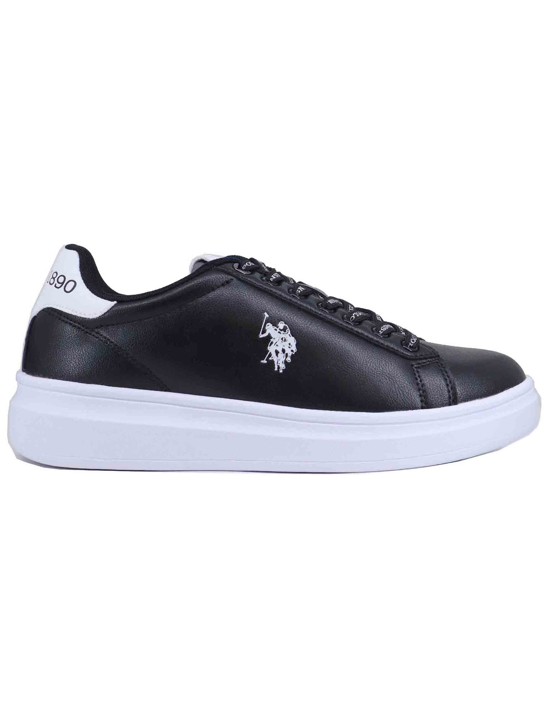 Men's sneakers in black eco leather