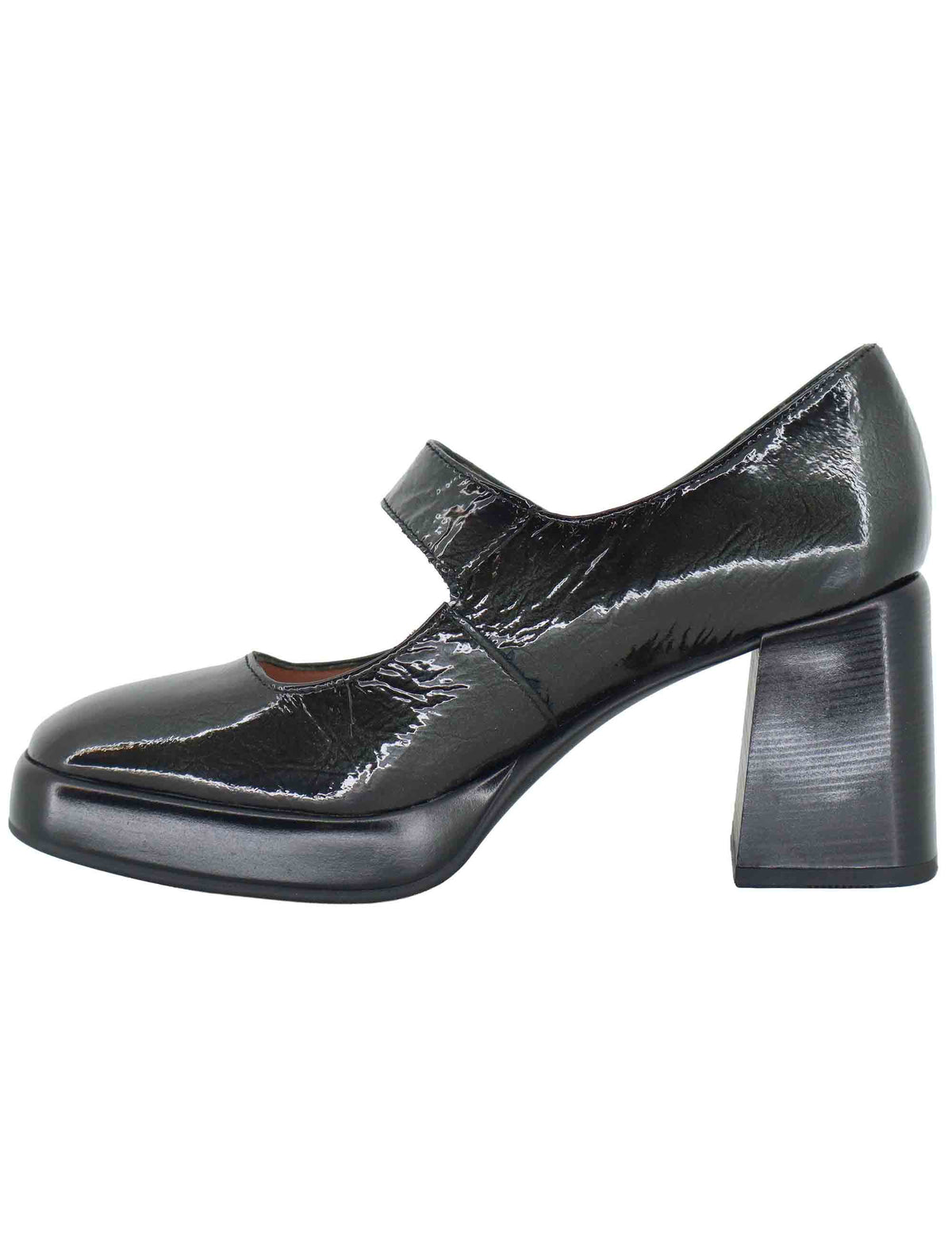 Decollete donna in pelle grigia con cinturino e tacco alto HI254305 C001 Hispanitas 