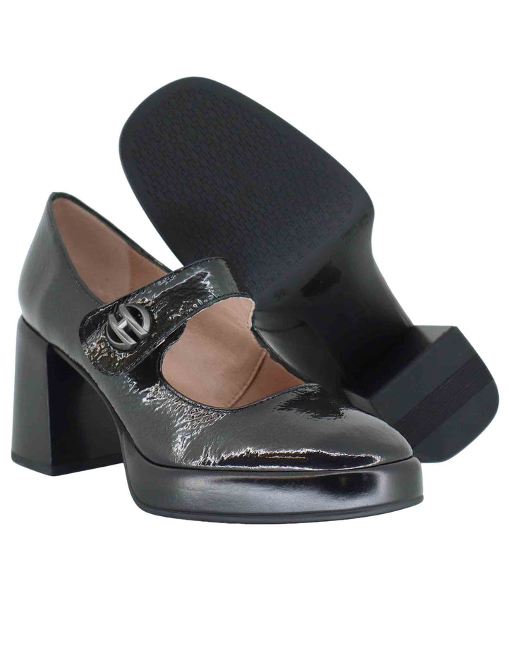 Decollete donna in pelle grigia con cinturino e tacco alto HI254305 C001 Hispanitas 