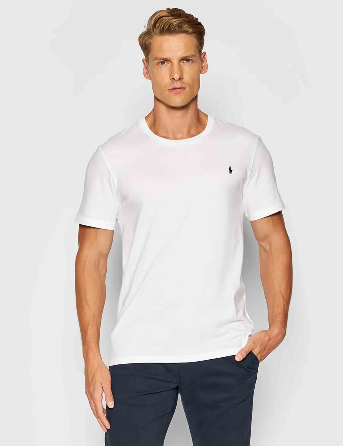T-shirt uomo Sle in cotone bianco con logo ricamato 714844756004 WHITE Polo Ralph Lauren 