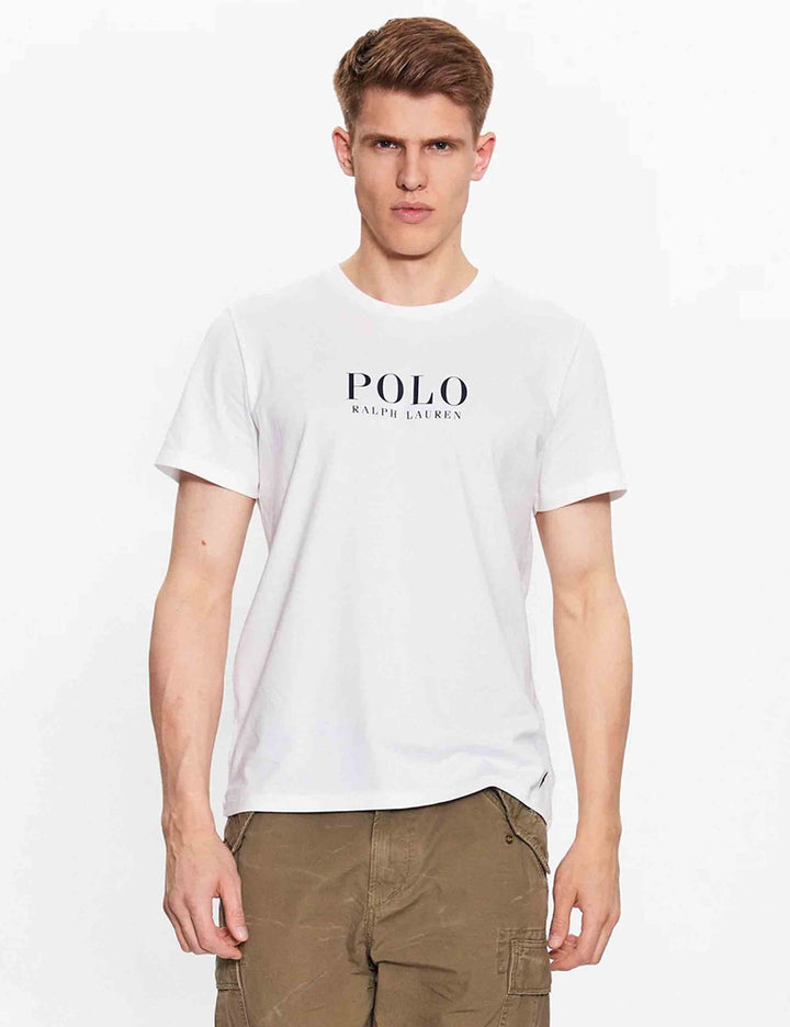 T-shirt uomo Crew in cotone bianco con stampa e logo ricamato 714899613005 WHITE Polo Ralph Lauren 