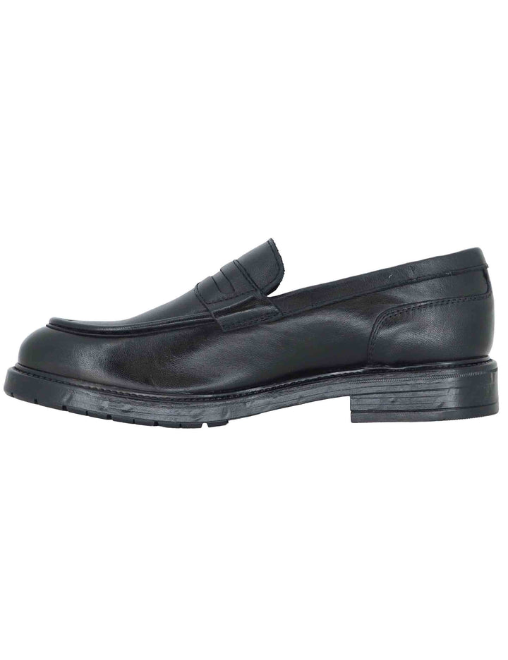 Mocassino penny loafer uomo in pelle nera con suola in gomma SPGB2070 001 Spatarella 