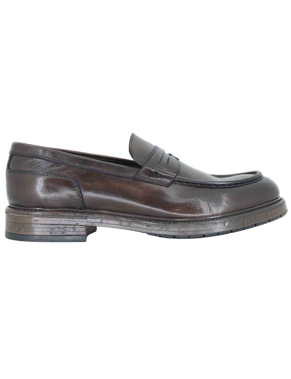 Mocassino penny loafer uomo in pelle testa di moro con suola in gomma SPGB2070 014 Spatarella 
