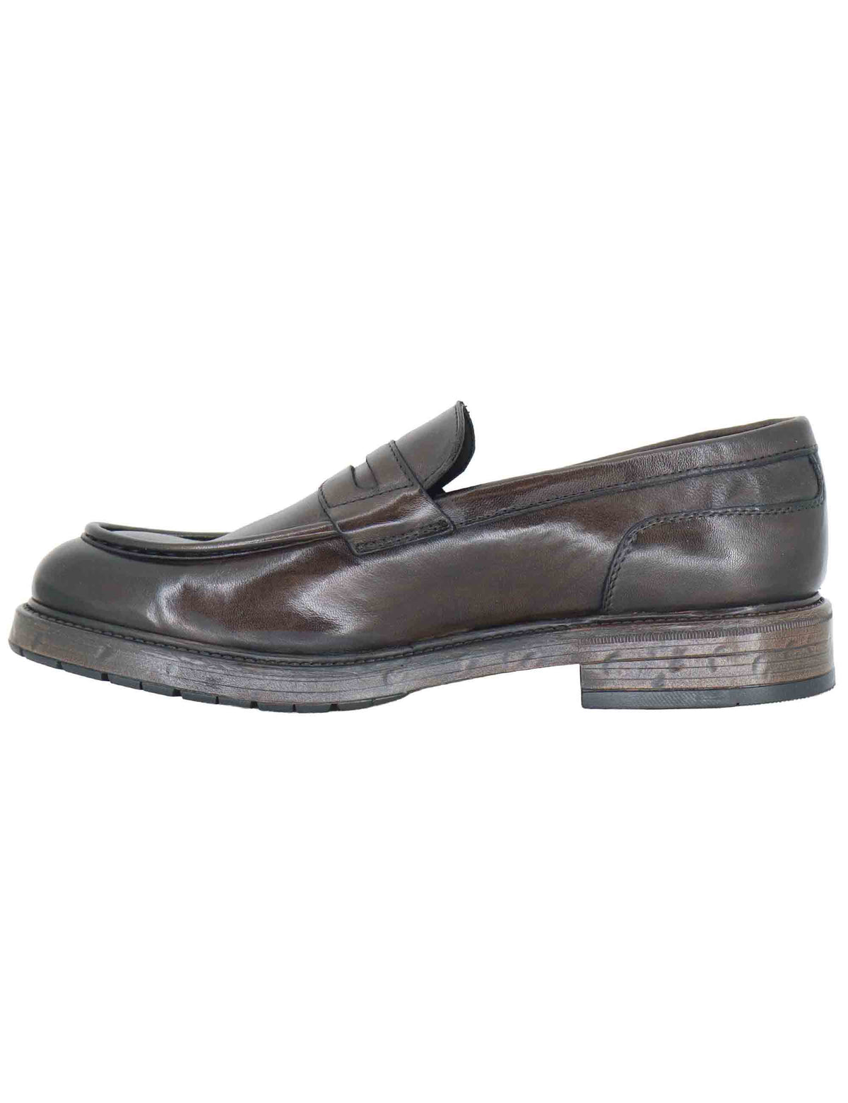 Mocassino penny loafer uomo in pelle testa di moro con suola in gomma SPGB2070 014 Spatarella 