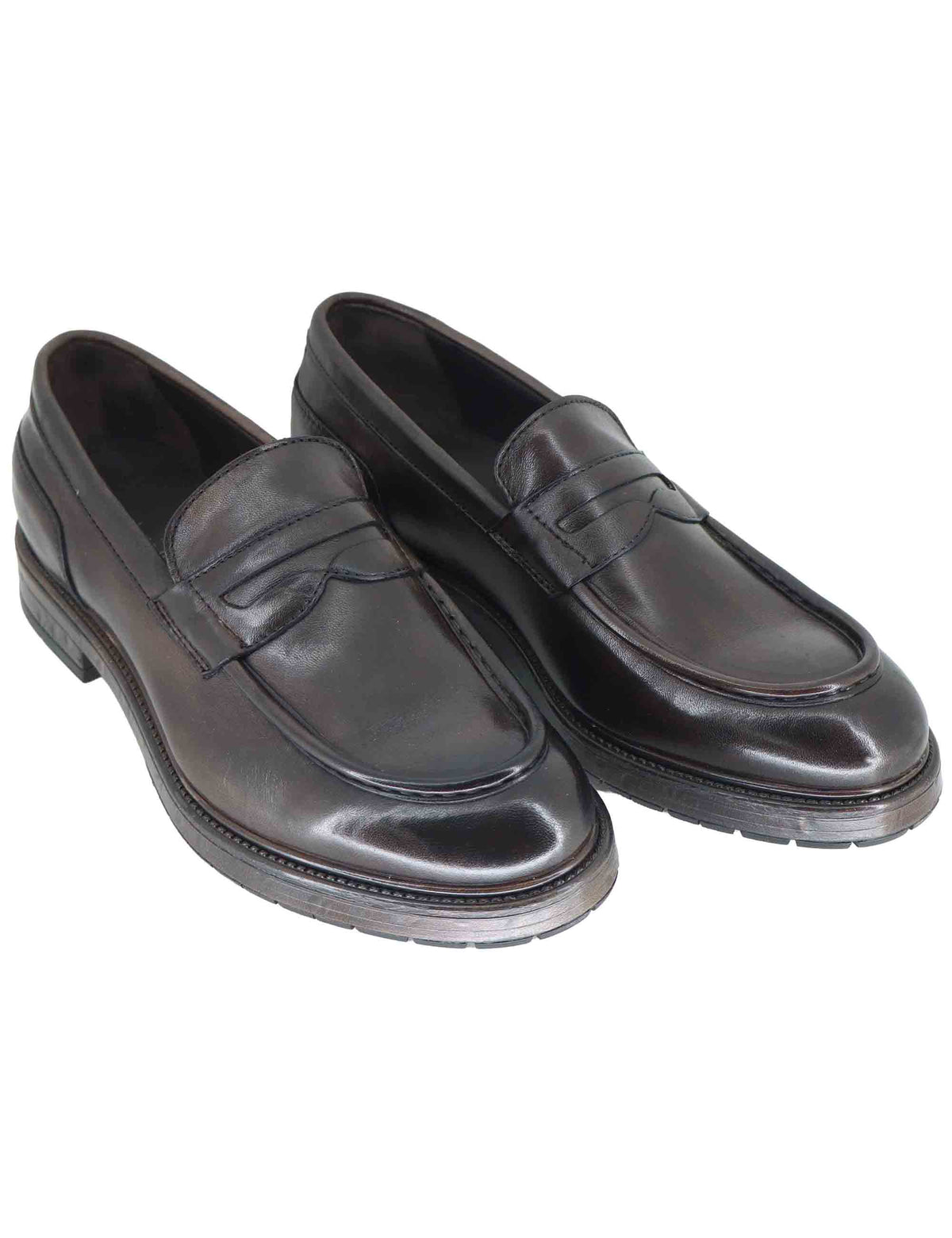 Mocassino penny loafer uomo in pelle testa di moro con suola in gomma SPGB2070 014 Spatarella 