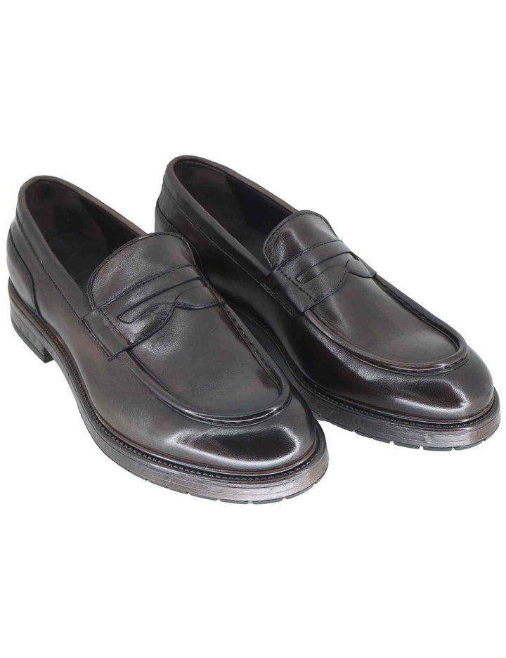 Mocassino penny loafer uomo in pelle testa di moro con suola in gomma SPGB2070 014 Spatarella 
