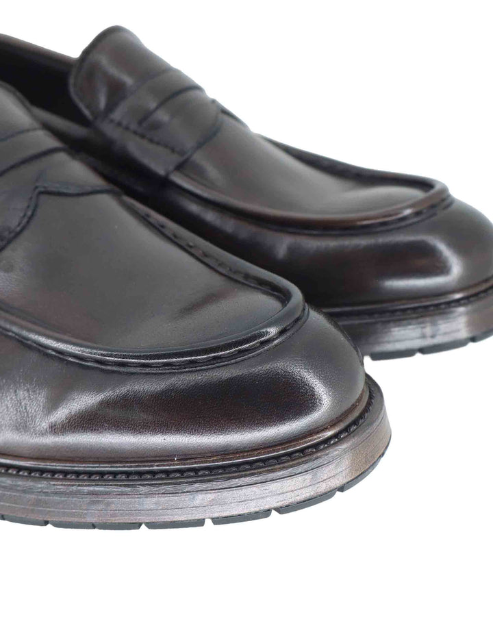 Mocassino penny loafer uomo in pelle testa di moro con suola in gomma SPGB2070 014 Spatarella 