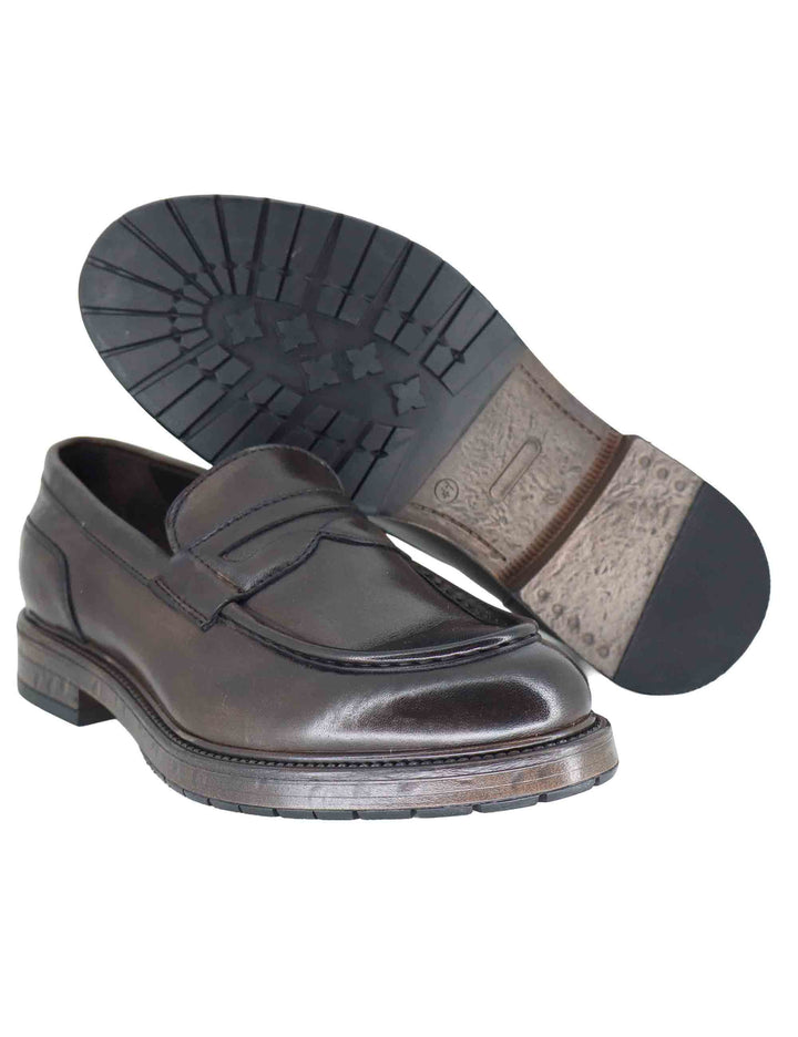Mocassino penny loafer uomo in pelle testa di moro con suola in gomma SPGB2070 014 Spatarella 