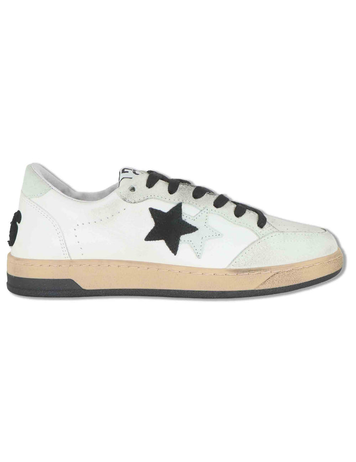 Sneakers donna in pelle bianca con inserti neri e logo laterale 2SD5205 034 2Star 