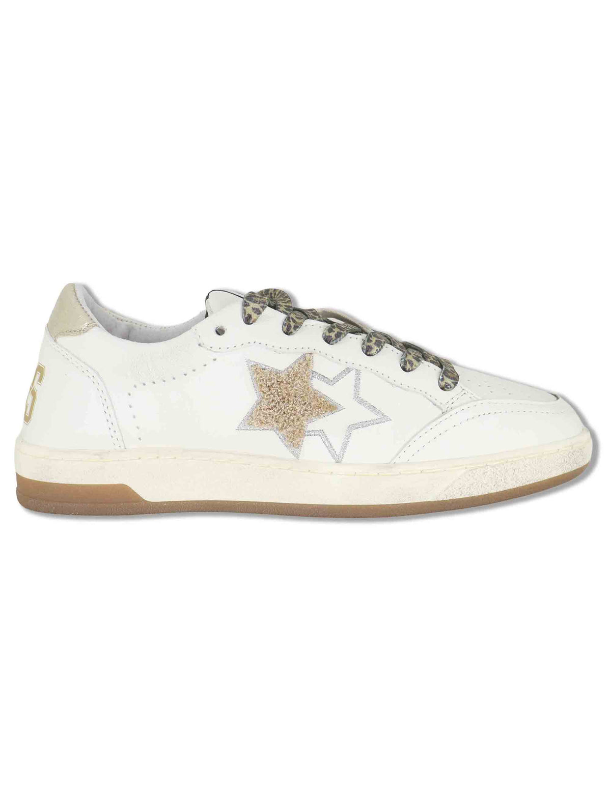Sneakers donna in pelle bianca con inserti oro e logo laterale 2SD5221 074 2Star 