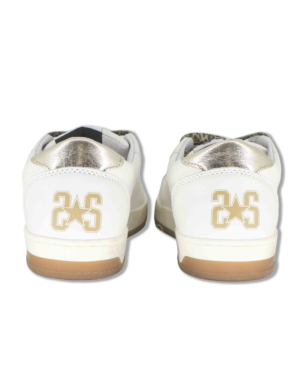 Sneakers donna in pelle bianca con inserti oro e logo laterale 2SD5221 074 2Star 