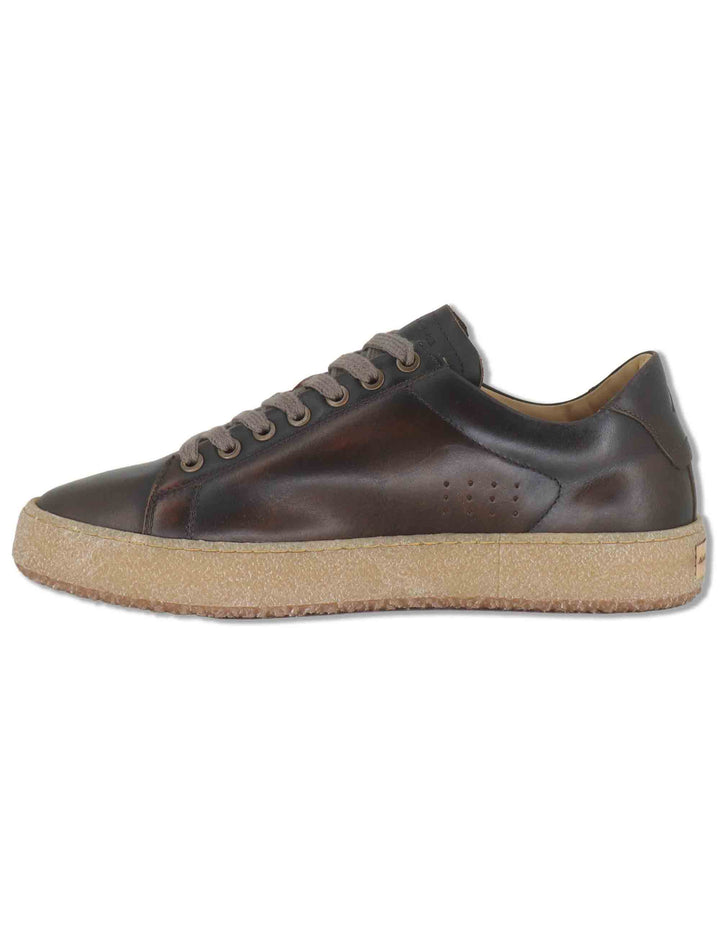 Sneakers uomo Kelpe in pelle marrone con fondo in para e sottopiede memory foam 13971A 7600AM Ambitious 