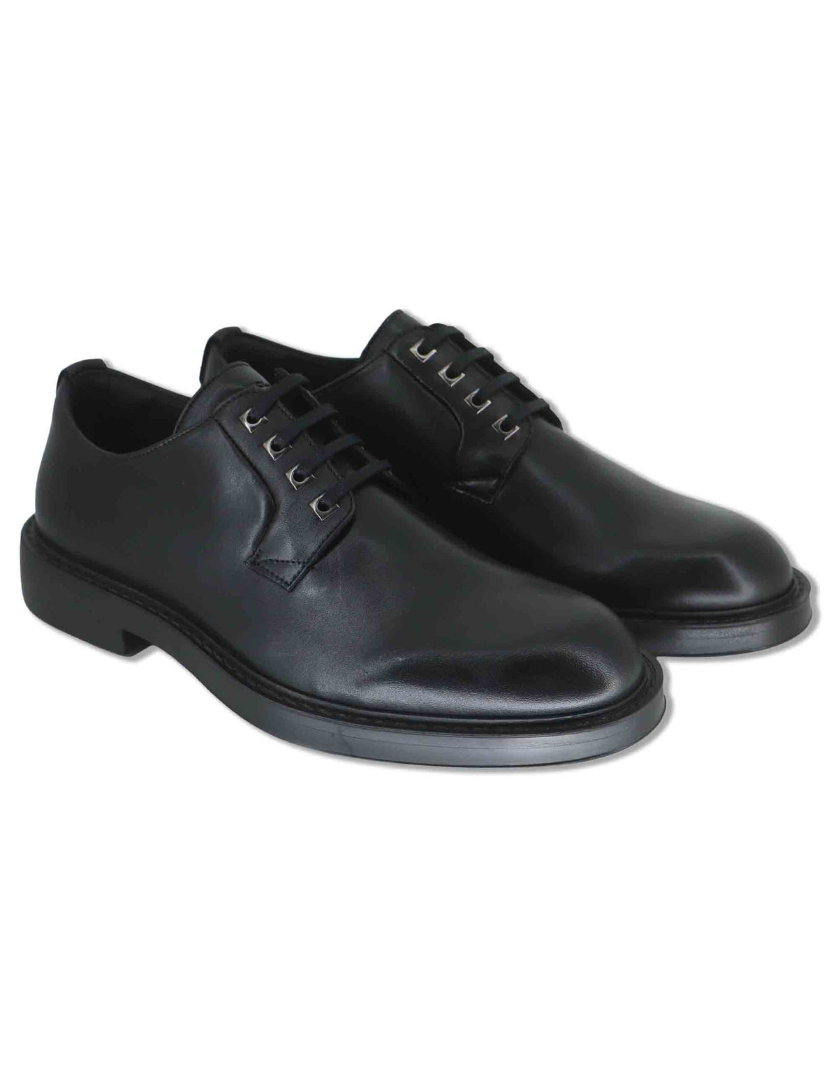 Stringate uomo Smart in pelle nera con lacci in tinta e suola ultra leggera 14076A 6583AM.1 Ambitious 