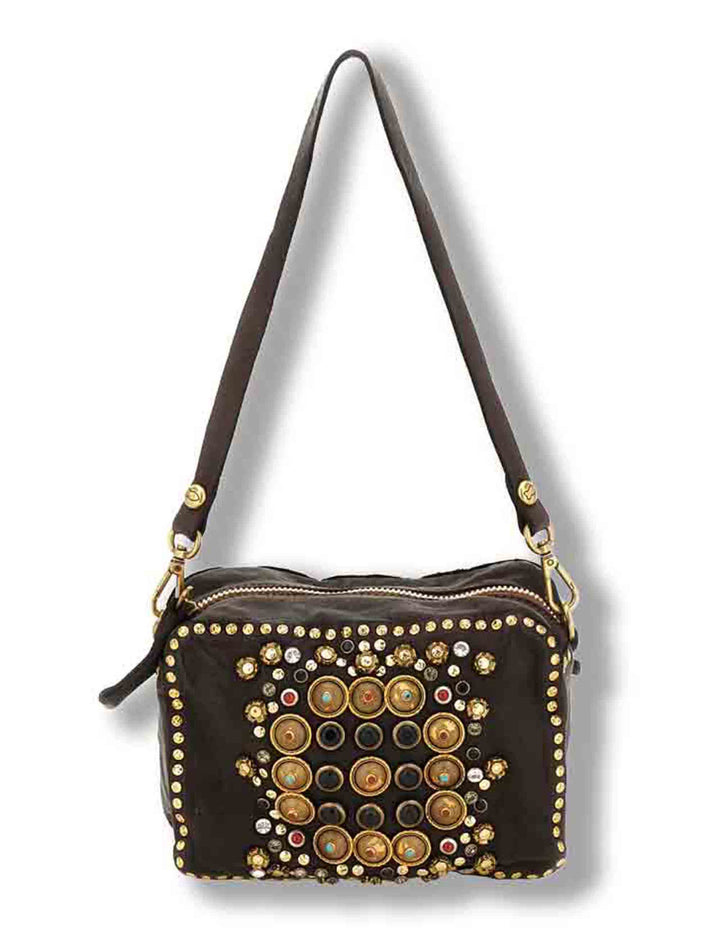 Borsa donna Kate in pelle moro con borchie C001080ND X0045 C1501 Campomaggi 