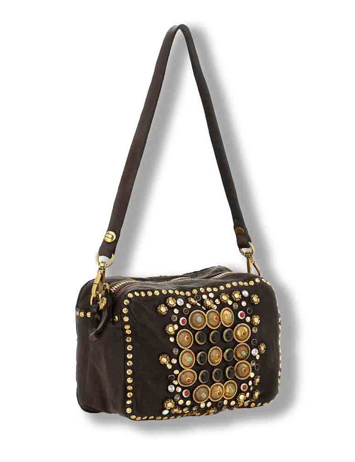 Borsa donna Kate in pelle moro con borchie C001080ND X0045 C1501 Campomaggi 