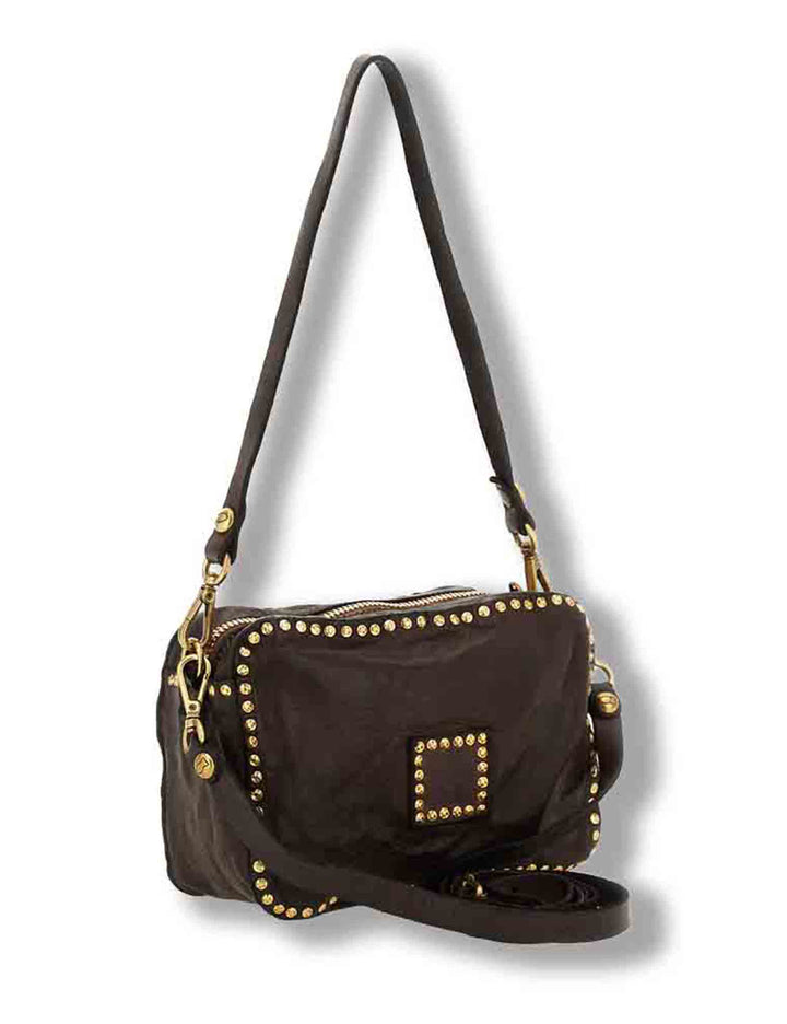 Borsa donna Kate in pelle moro con borchie C001080ND X0045 C1501 Campomaggi 