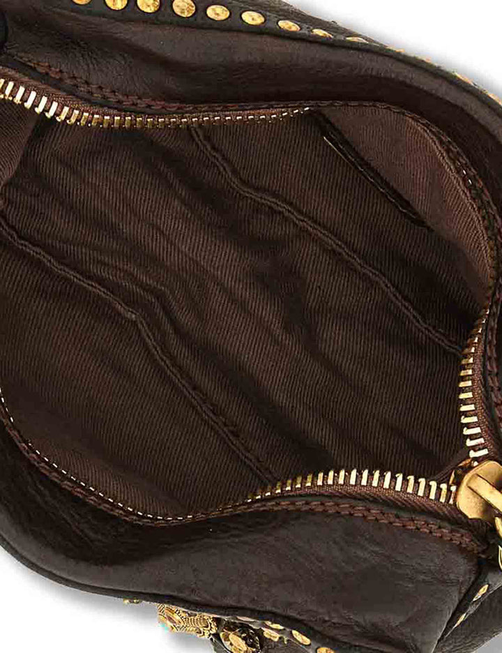 Borsa donna Kate in pelle moro con borchie C001080ND X0045 C1501 Campomaggi 