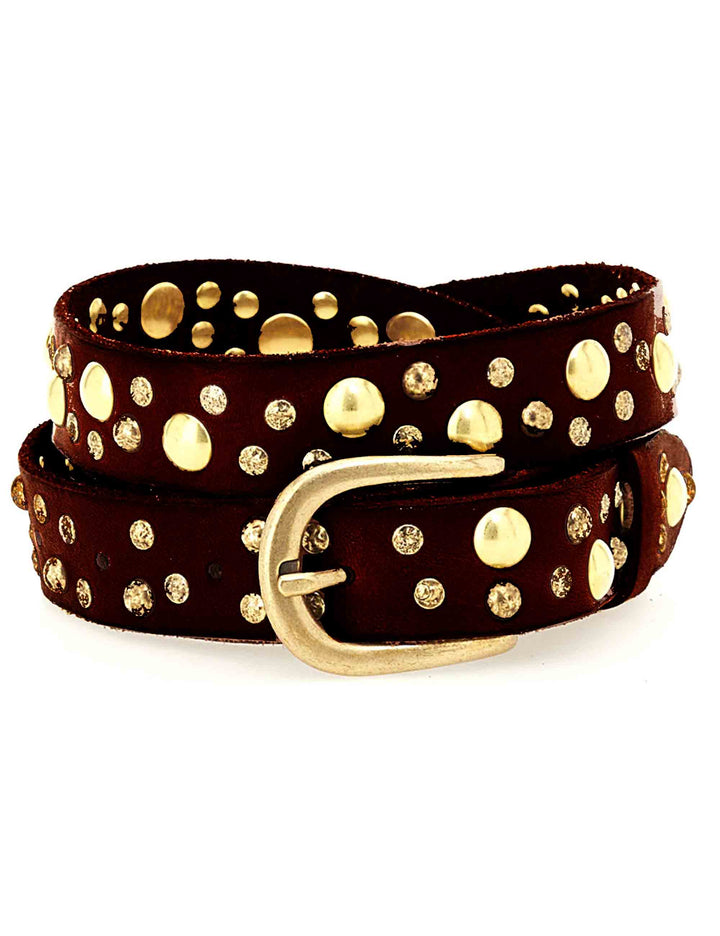 Cintura donna moro in pelle di vacchetta con borchie C010830ND X0007 C1501 Campomaggi 