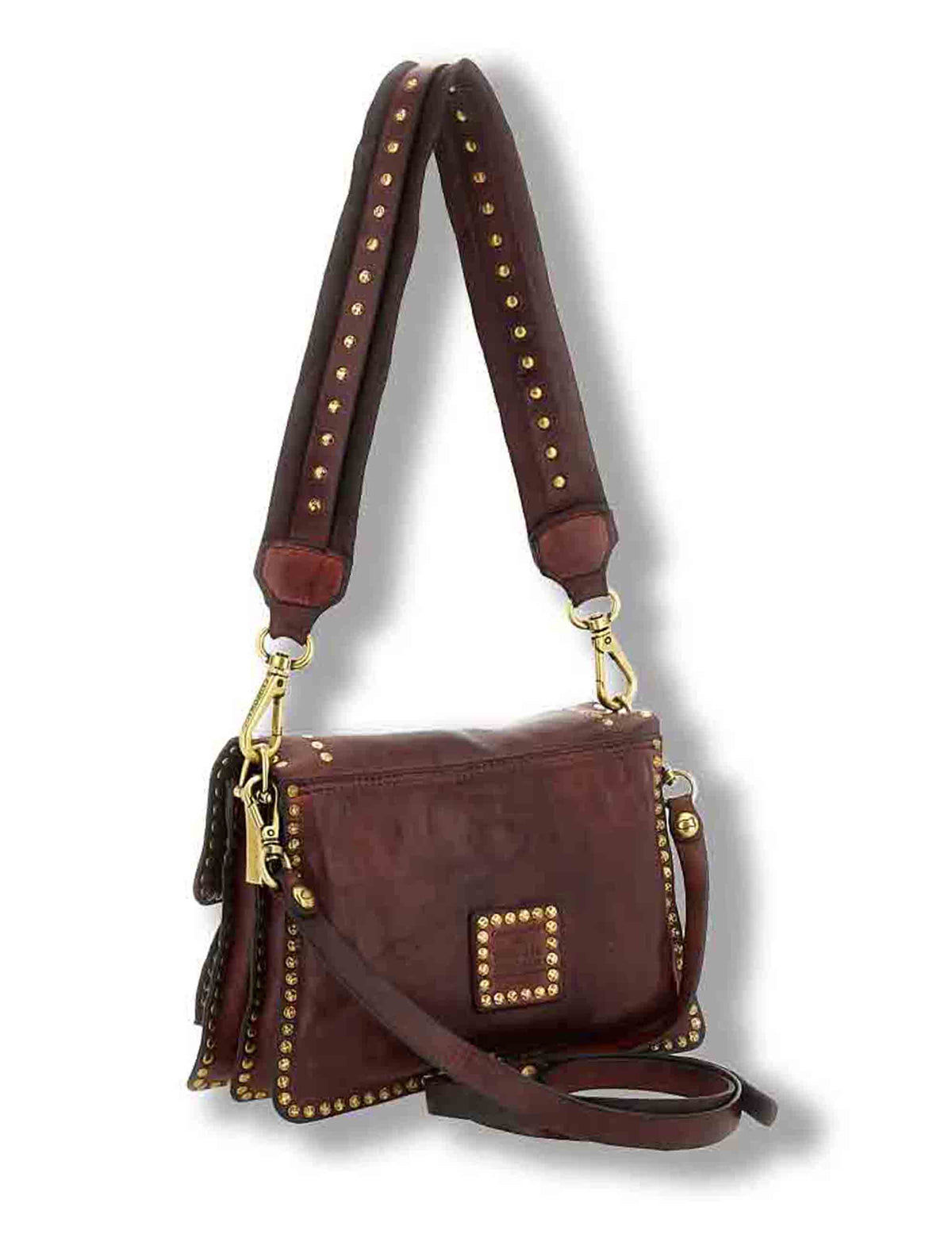 Borsa a tracolla donna Agnese vinaccia con borchie C016500ND X0007 C3503 Campomaggi 