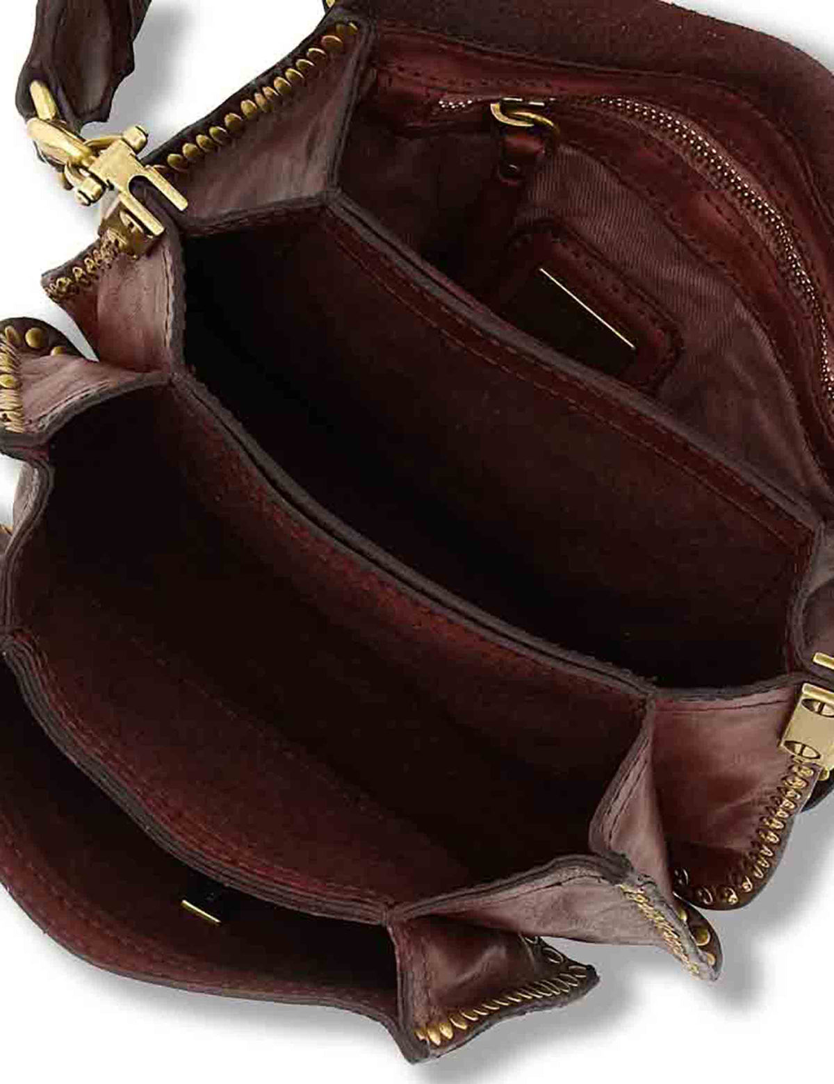 Borsa a tracolla donna Agnese vinaccia con borchie C016500ND X0007 C3503 Campomaggi 