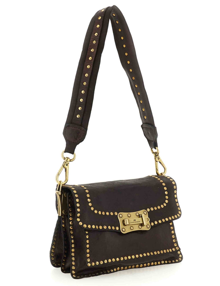Borsa a tracolla donna Agnese testa di moro con borchie C016500ND X3112 C1501 Campomaggi 