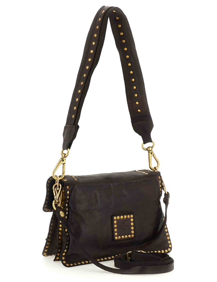 Borsa a tracolla donna Agnese testa di moro con borchie C016500ND X3112 C1501 Campomaggi 