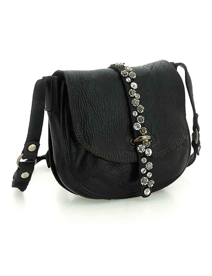Borsa a tracolla donna Linda nera con borchie C021030ND X0038 C0001 Campomaggi 