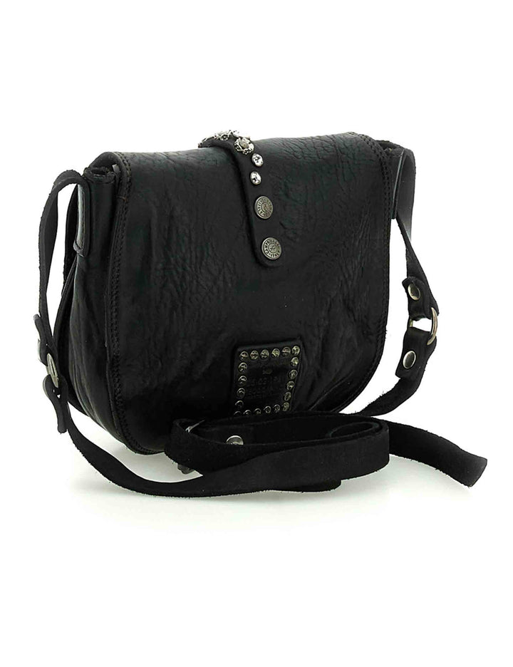 Borsa a tracolla donna Linda nera con borchie C021030ND X0038 C0001 Campomaggi 