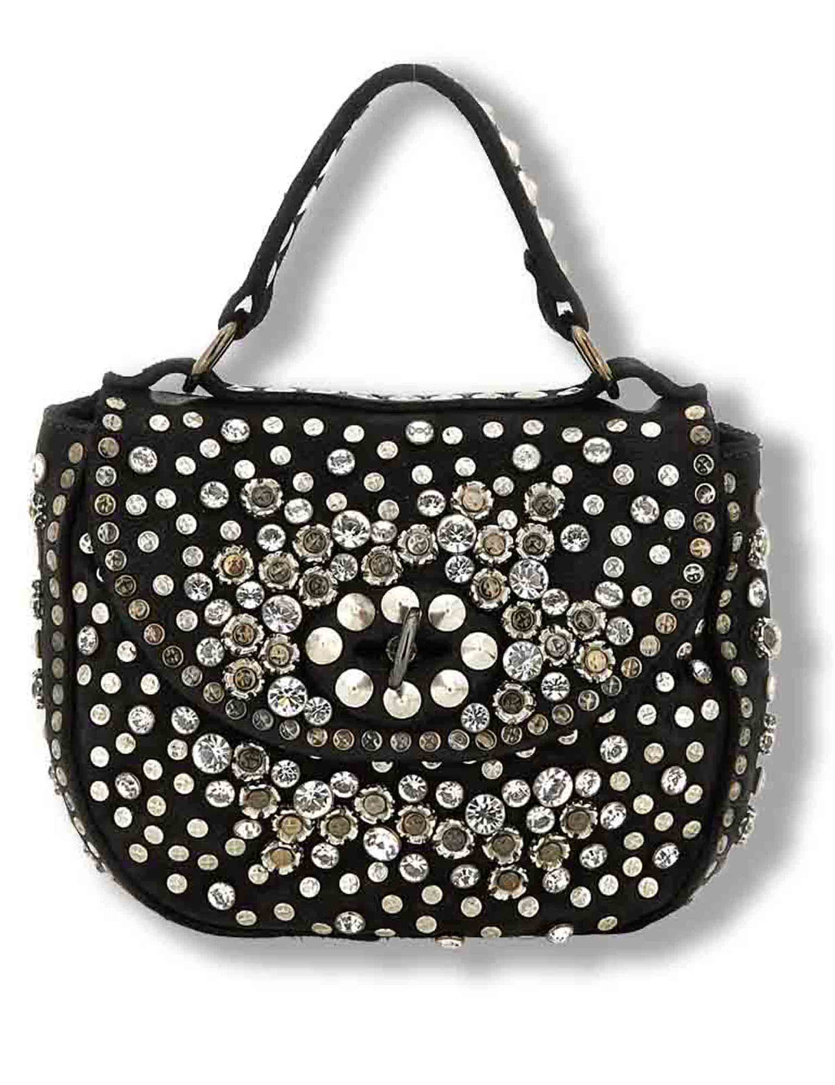 Borsa a tracolla donna Afrodite nero in pelle di vacchetta con borchie C036060ND X0038 C0001 Campomaggi 