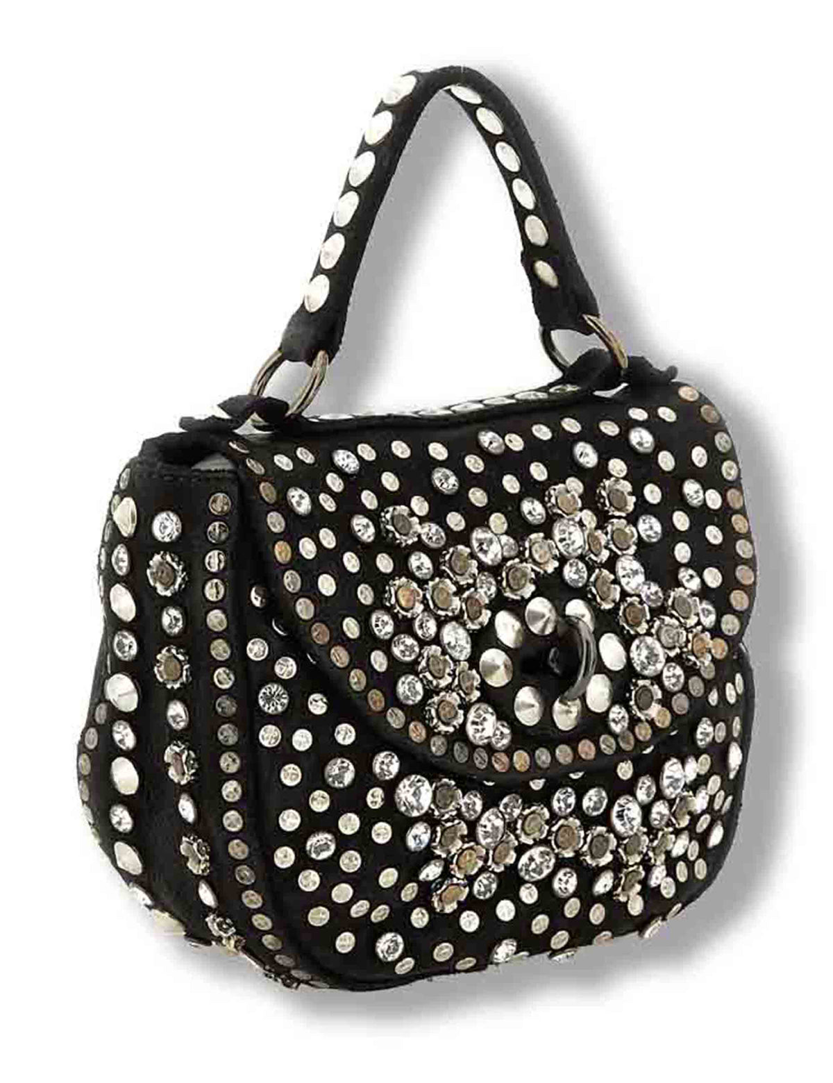 Borsa a tracolla donna Afrodite nero in pelle di vacchetta con borchie C036060ND X0038 C0001 Campomaggi 