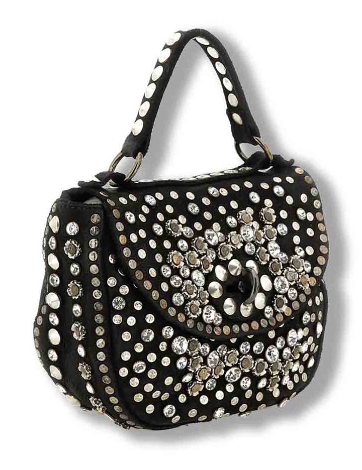 Borsa a tracolla donna Afrodite nero in pelle di vacchetta con borchie C036060ND X0038 C0001 Campomaggi 