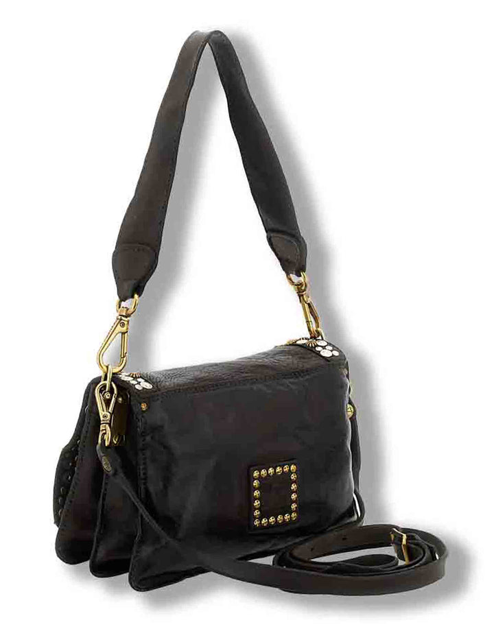 Borsa a tracolla donna Perla moro con borchie C038610ND X3159 C1501 Campomaggi 