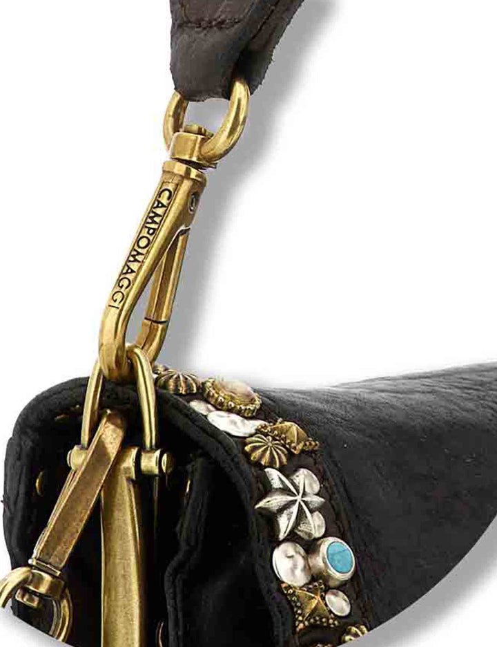 Borsa a tracolla donna Perla moro con borchie C038610ND X3159 C1501 Campomaggi 