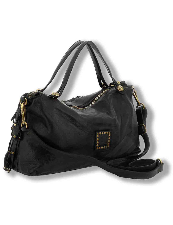 Borsa shopping donna Melissa nera con frangetta e borchie C042510ND X3142 C0001 Campomaggi 