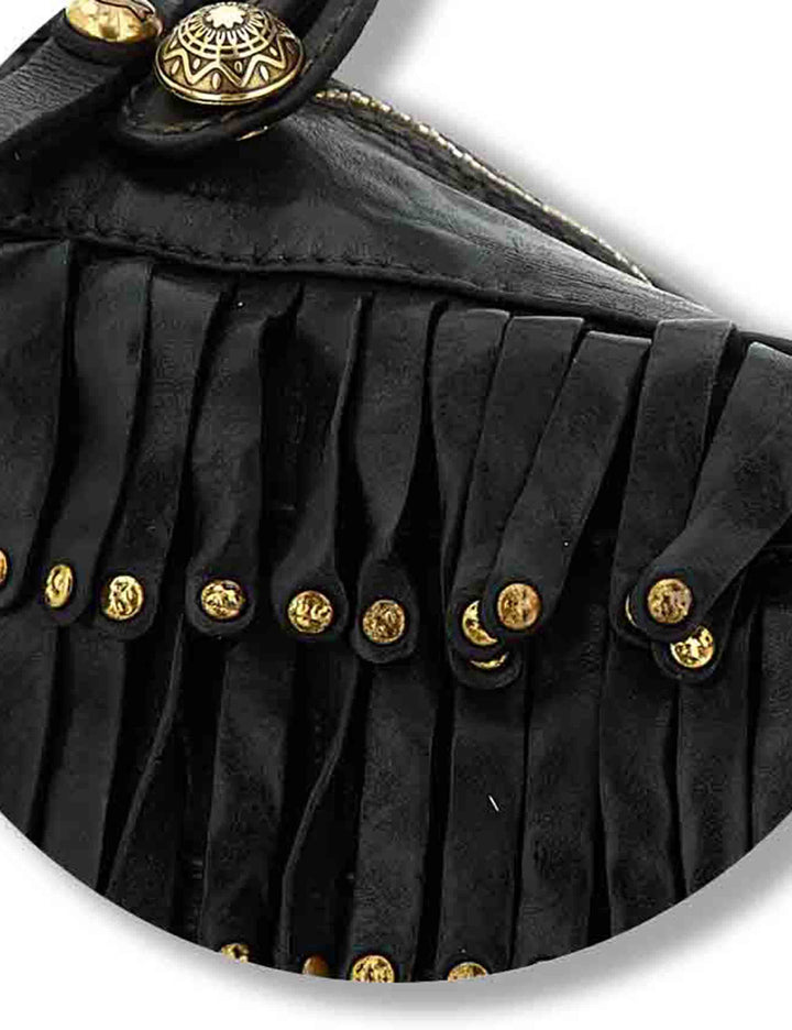 Borsa shopping donna Melissa nera con frangetta e borchie C042510ND X3142 C0001 Campomaggi 