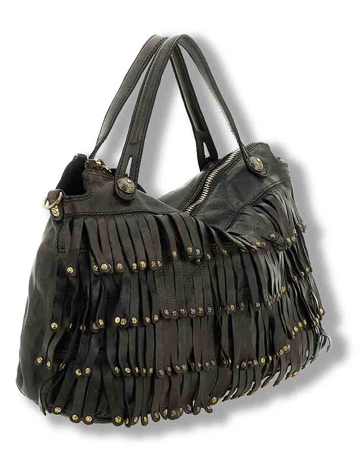 Borsa shopping donna Melissa grigio in pelle di mucca con borchie C042510ND X3142 C0501 Campomaggi 