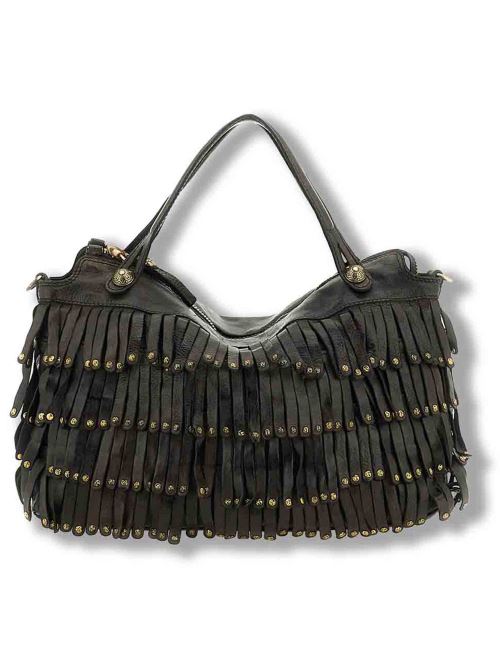 Borsa shopping donna Melissa grigio in pelle di mucca con borchie C042510ND X3142 C0501 Campomaggi 