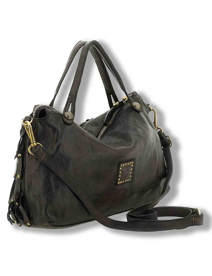 Borsa shopping donna Melissa grigio in pelle di mucca con borchie C042510ND X3142 C0501 Campomaggi 