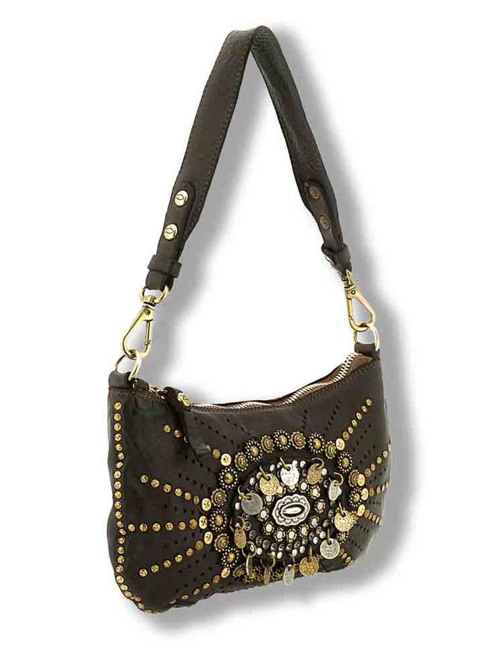 Monospalla donna Teresa moro con borchie e strass C042760ND X3136 C1501 Campomaggi 