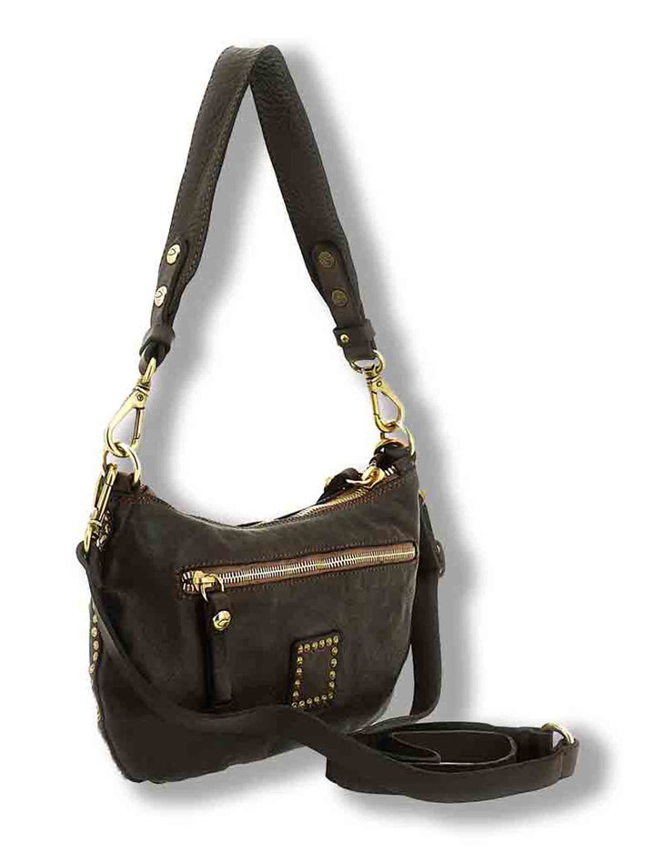 Monospalla donna Teresa moro con borchie e strass C042760ND X3136 C1501 Campomaggi 