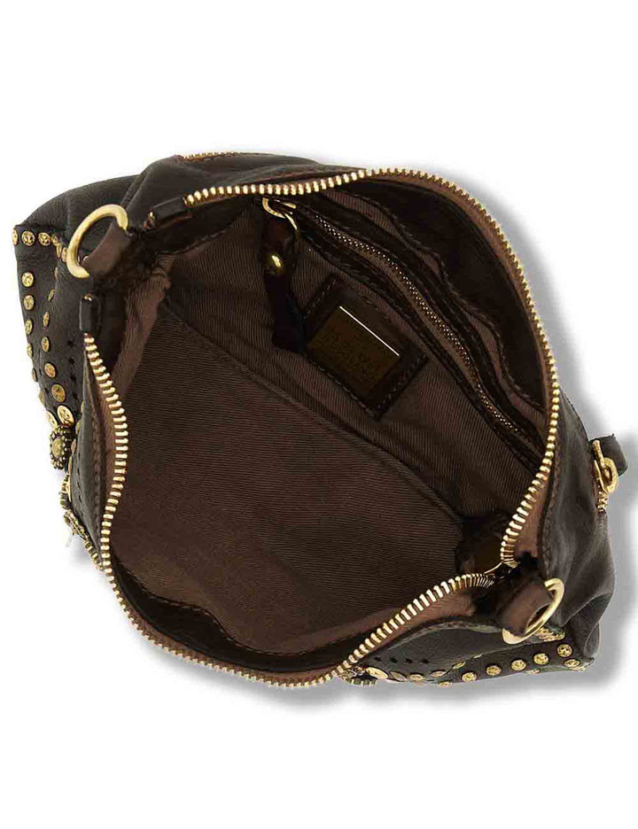 Monospalla donna Teresa moro con borchie e strass C042760ND X3136 C1501 Campomaggi 