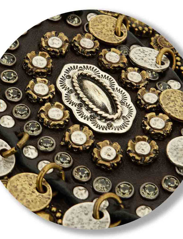 Monospalla donna Teresa moro con borchie e strass C042760ND X3136 C1501 Campomaggi 