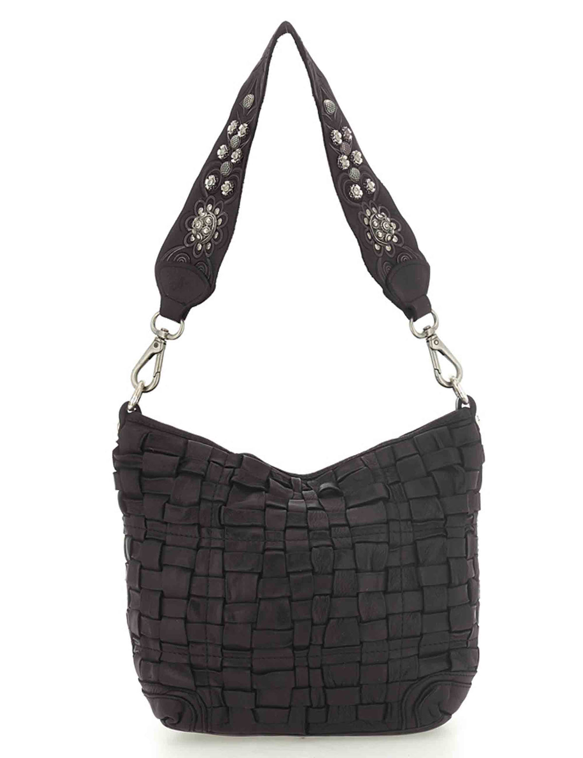 Borsa a spalla donna Beth grigia in pelle intrecciata C043760ND X0019 C0501 Campomaggi 