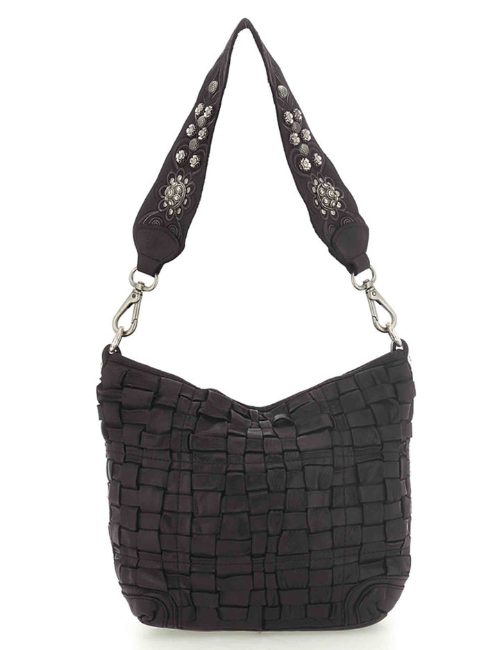 Borsa a spalla donna Beth grigia in pelle intrecciata C043760ND X0019 C0501 Campomaggi 