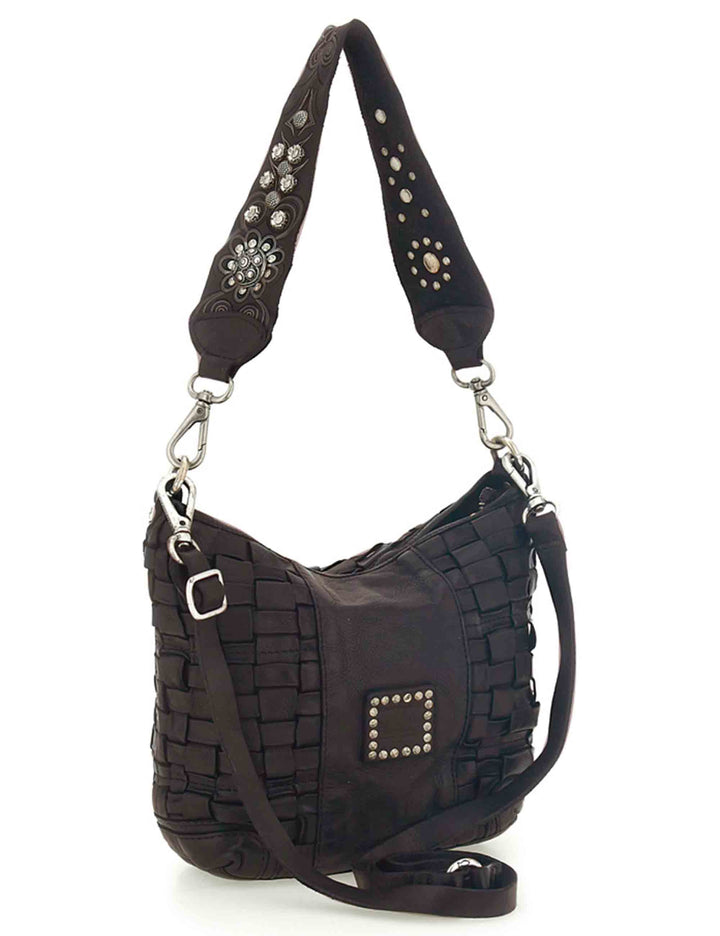 Borsa a spalla donna Beth grigia in pelle intrecciata C043760ND X0019 C0501 Campomaggi 