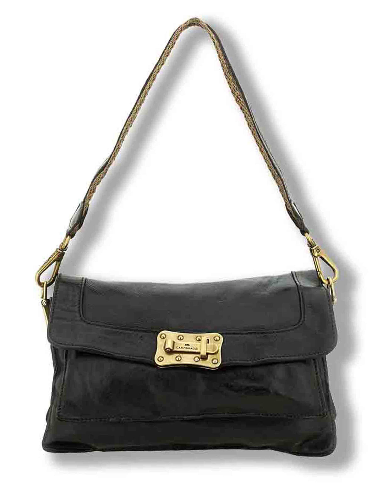Borsa a tracolla donna Agnese moro in pelle di vacchetta C045680ND X3185 C1501 Campomaggi 