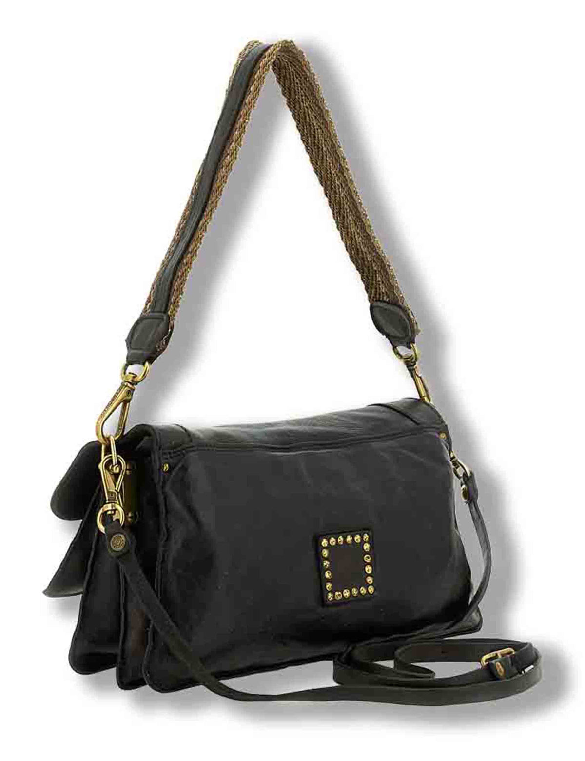 Borsa a tracolla donna Agnese moro in pelle di vacchetta C045680ND X3185 C1501 Campomaggi 