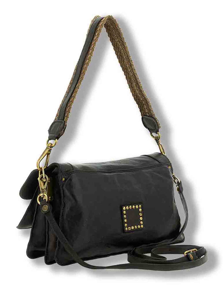 Borsa a tracolla donna Agnese moro in pelle di vacchetta C045680ND X3185 C1501 Campomaggi 