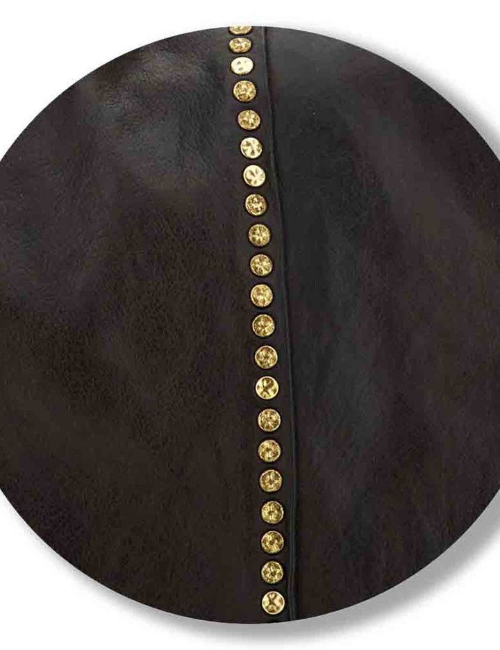 Borsa a spalla donna in pelle di vacchetta tinta in capo con borchie moro C045720ND X0007 C1501 Campomaggi 