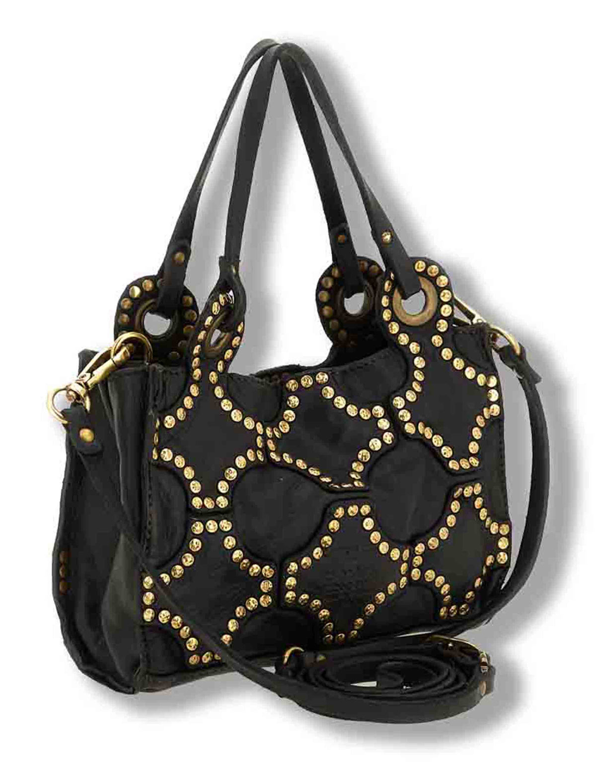 Borsa shopping mini donna Dafne Plus nera con borchie C045800ND X3112 C0001 Campomaggi 